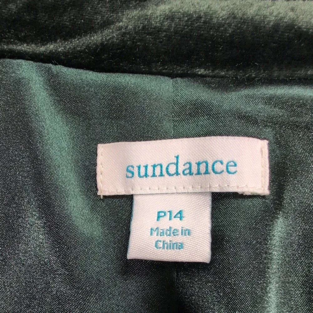 Sundance‎ Green Velvet Silk Blend Blazer Jacket Petite 14 P14 Forest Green